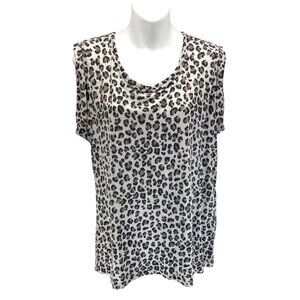 Banana Republic Women’s Top Size M Malibu Tee Gray Leopard Animal Print